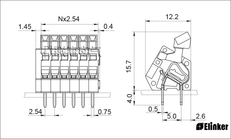 LS240-2.5/2.54弹簧式接线端子